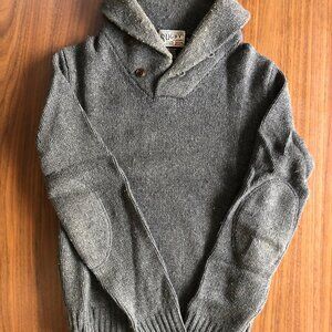 Rugby Ralph Lauren Cotton/Wool Sweater Small Charcoal Grey Shawl Collar